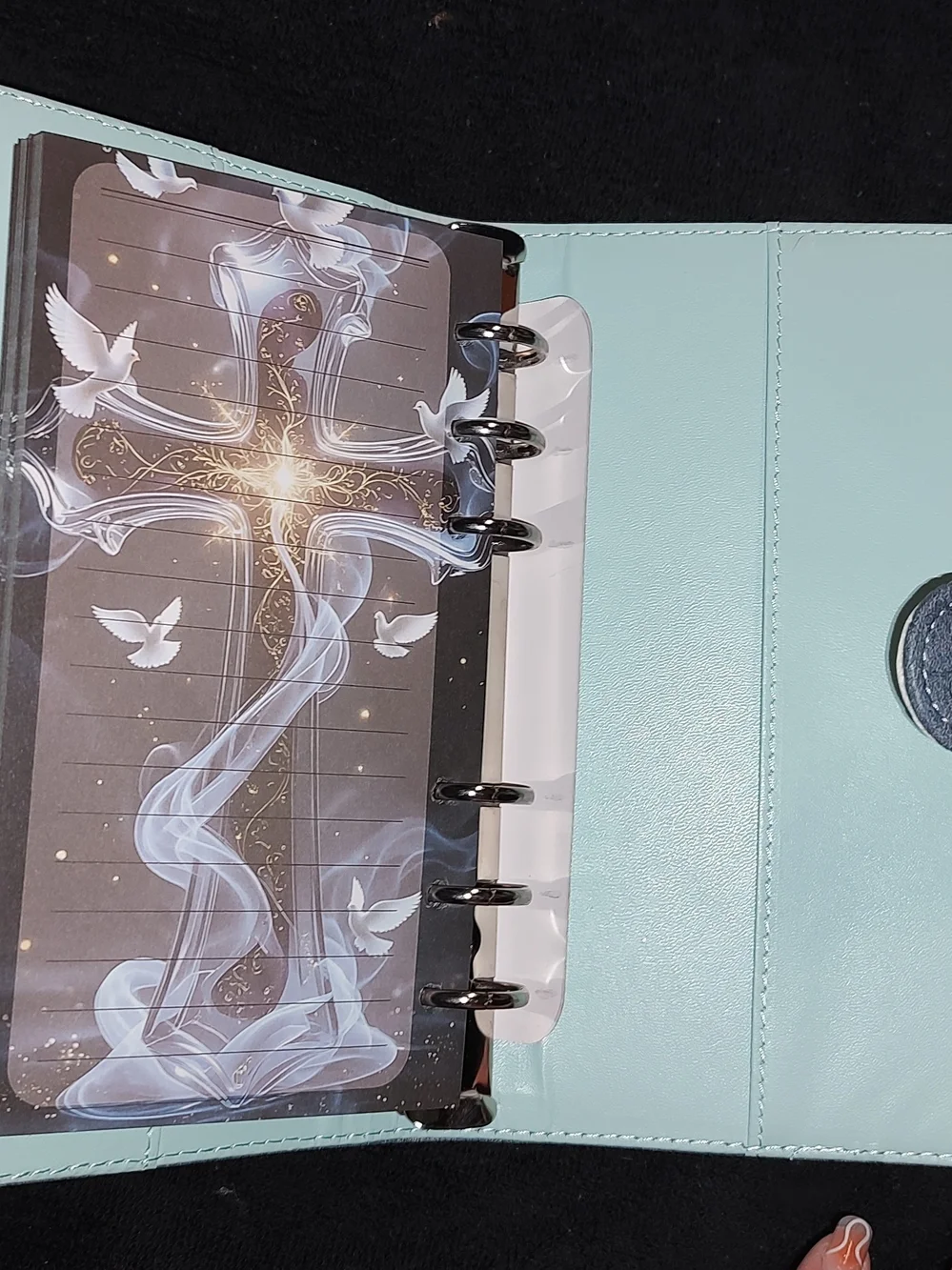 New! A6 SizeCroc-Embossed Blue Faux Leather Binder Notebook With Designer Paper